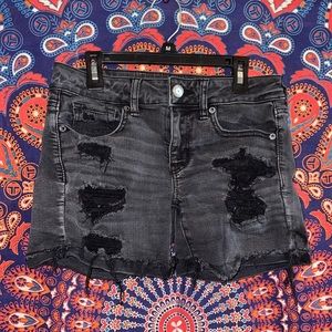 America Eagle Black Jean Shorts